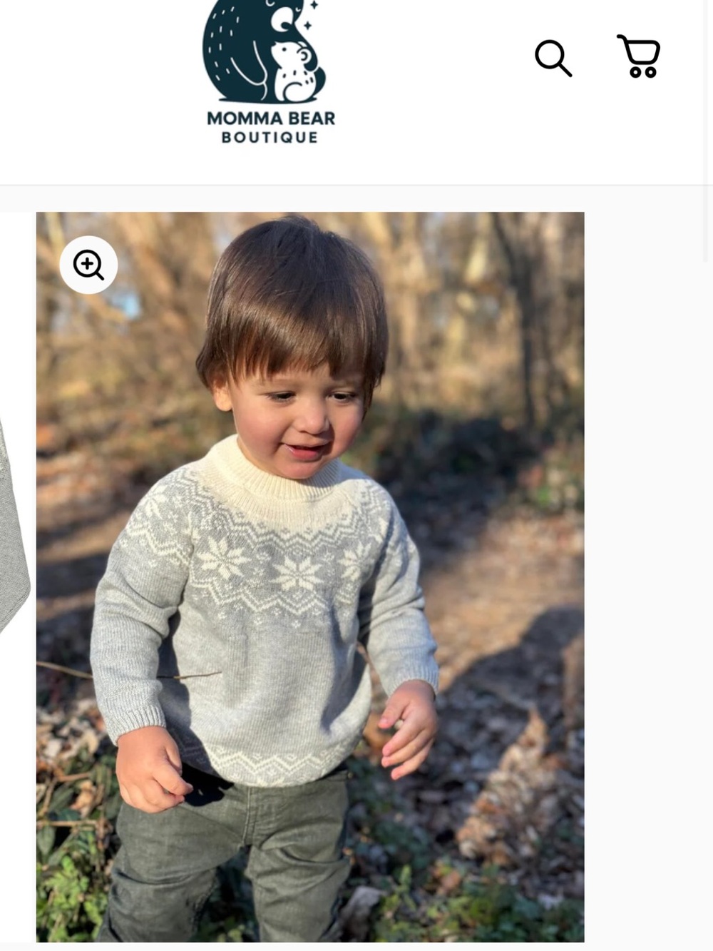 Kids Fair Isle Crewneck Sweater in Light Gray & Cream, not worn but washed